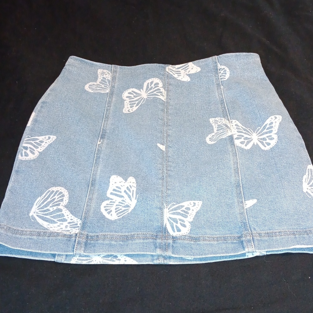 Women's Tinseltown Butterfly Zip-Up Denim Mini Skirt